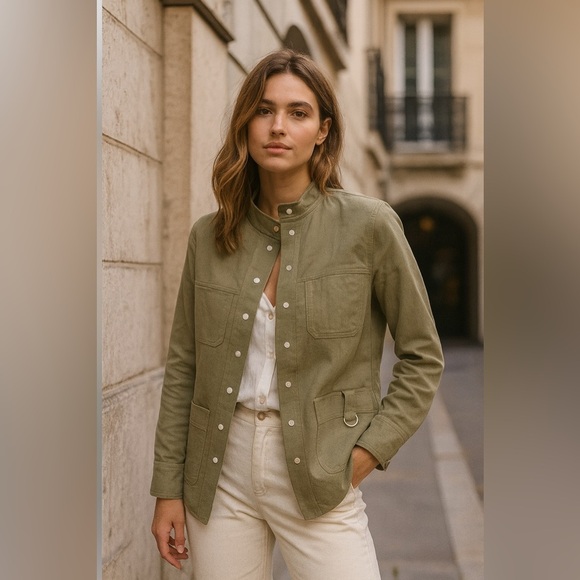 Pierre Cardin Jackets & Blazers - Vintage Pierre Cardin Linen Military style Army green jacket size 4​​​​​​​​​​​​​